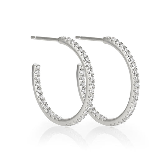 Sophia Pave Hoops in SILVER