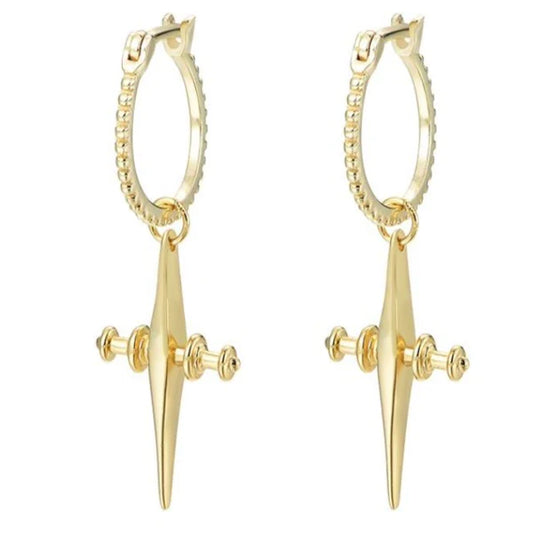 Saint Drop Cross Hoops in GOLD